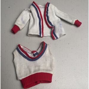 Vintage Barbie Ken Jacket and Vest Tank Tops Lot of 2 Red White Blue 1970s FLAW